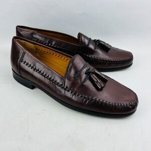 Sandro Moscoloni La Vida Tassel Loafer Mens 11 Brown Leather Slip On‎ Shoes